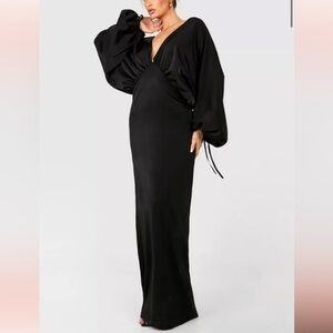 Boohoo black dress long sleeve maxi